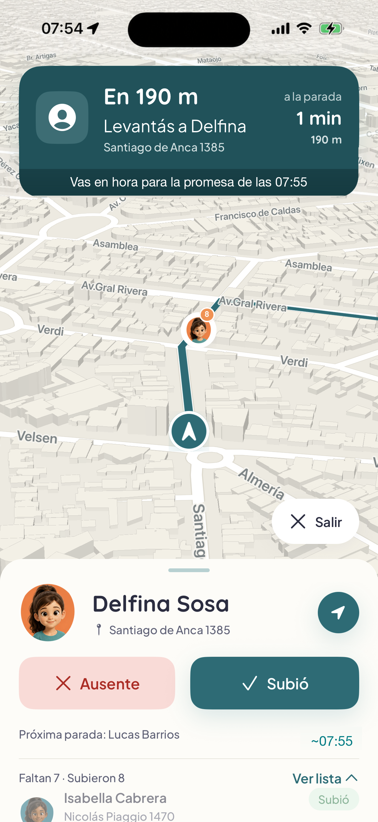 La app Ruthia Drivers navegando hacia la próxima parada
